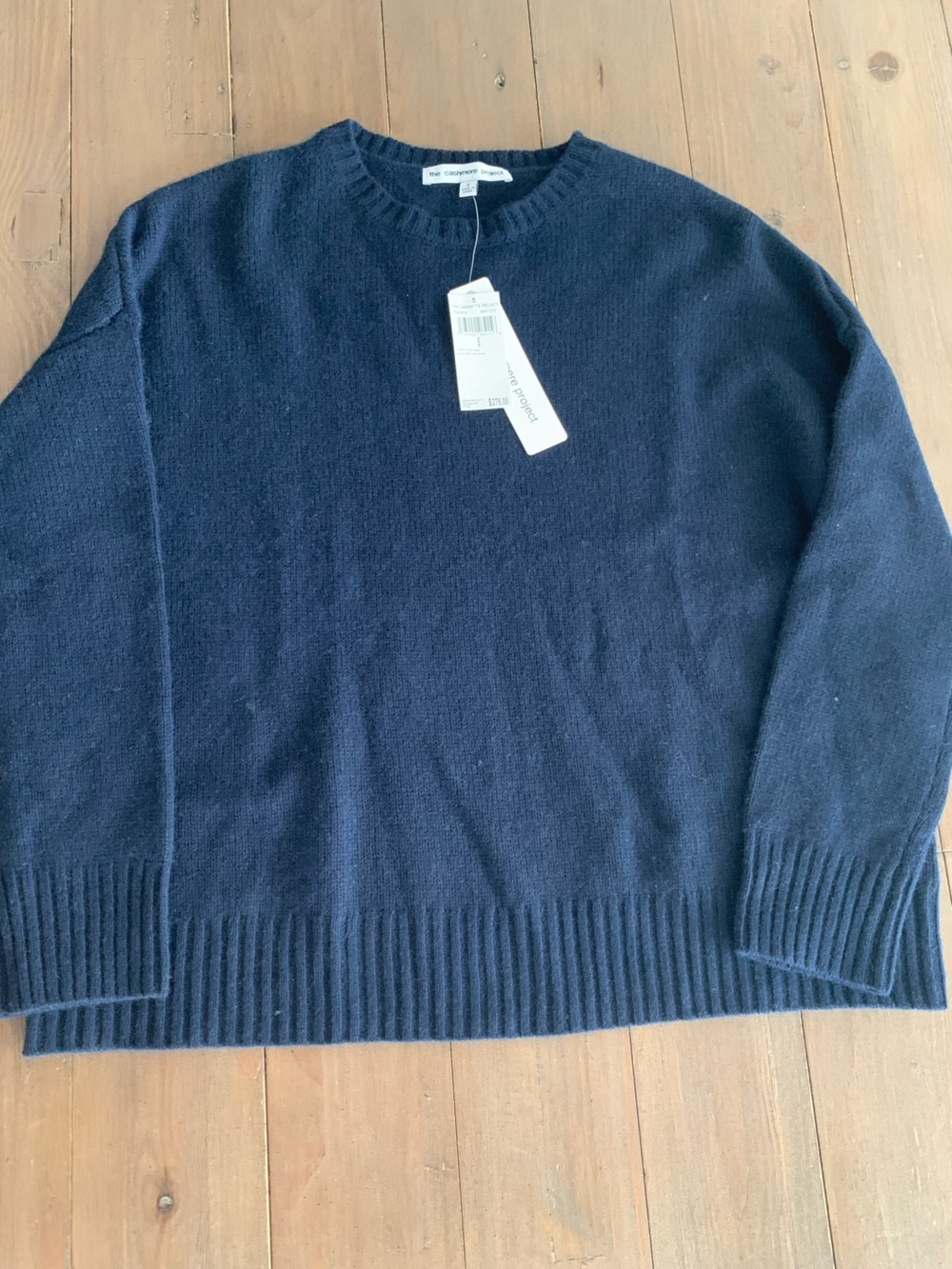 The Cashmere Project drop shoulder crew navy NWT